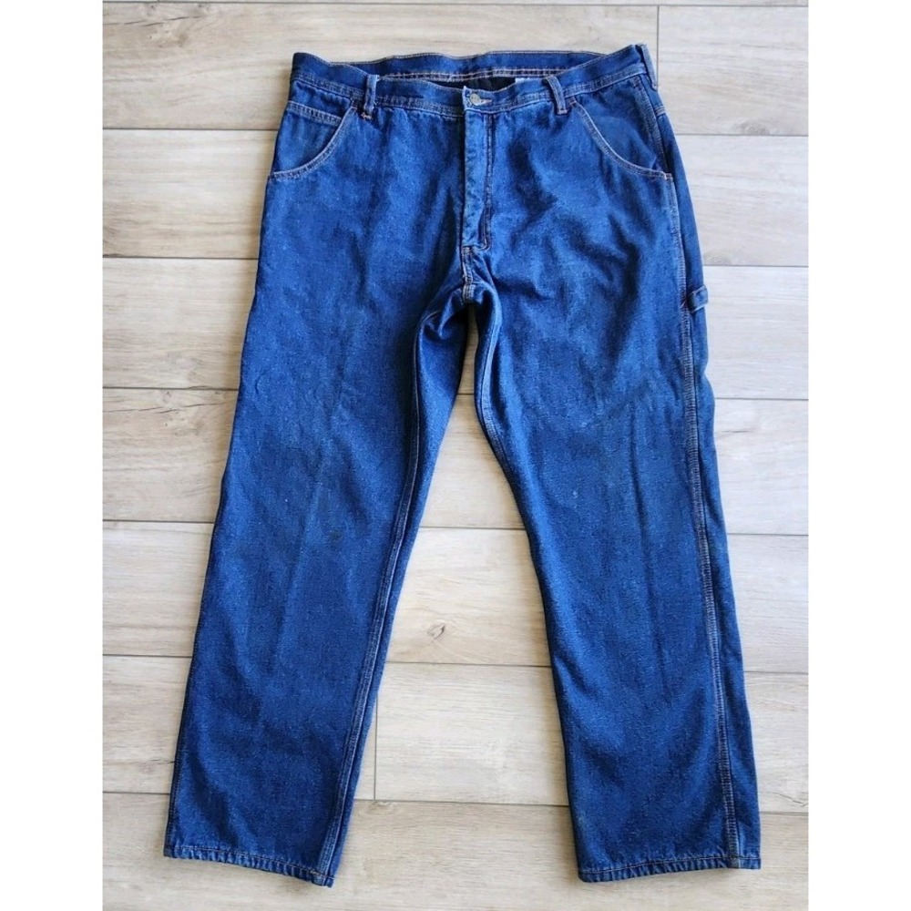 KEY‎ Blue Denim Fleece Lined/Insulated Carpenter Jeans Men's 38x32 Actual 38x31